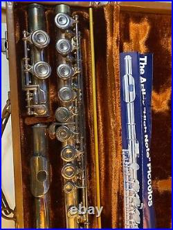 Vintage Artley 18-0 High Note Piccolo Nickel Silver Nogales AZ USA With Case