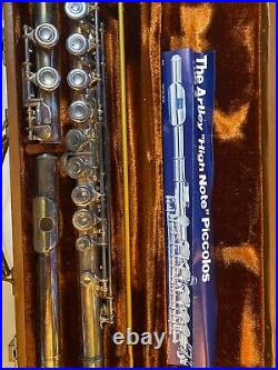 Vintage Artley 18-0 High Note Piccolo Nickel Silver Nogales AZ USA With Case