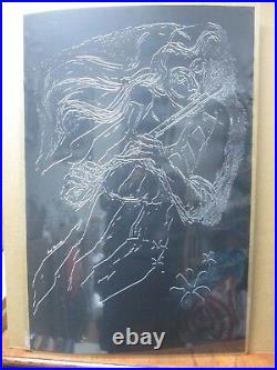 Vintage Black Light Poster Earl Newman piccolo player 1970's Inv#G34