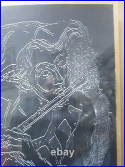 Vintage Black Light Poster Earl Newman piccolo player 1970's Inv#G34
