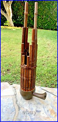 Vintage Chinese SHENG Woodwind Reed Bamboo Brass Base Flute Pipes instrument