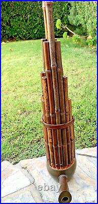 Vintage Chinese SHENG Woodwind Reed Bamboo Brass Base Flute Pipes instrument