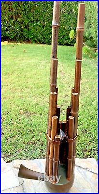 Vintage Chinese SHENG Woodwind Reed Bamboo Brass Base Flute Pipes instrument