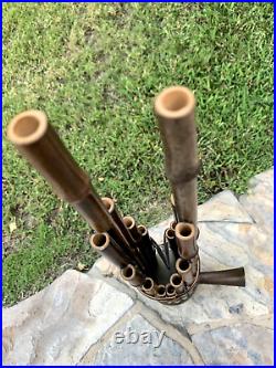 Vintage Chinese SHENG Woodwind Reed Bamboo Brass Base Flute Pipes instrument