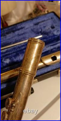 Vintage Emerson Concert Flute Closed Hole Keys Silver Color with Carrying Case