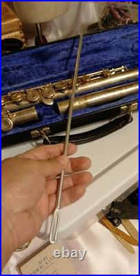 Vintage Emerson Concert Flute Closed Hole Keys Silver Color with Carrying Case