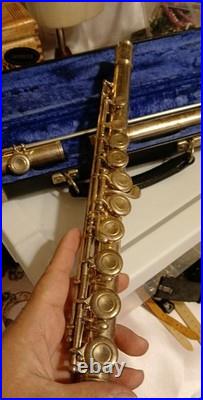 Vintage Emerson Concert Flute Closed Hole Keys Silver Color with Carrying Case