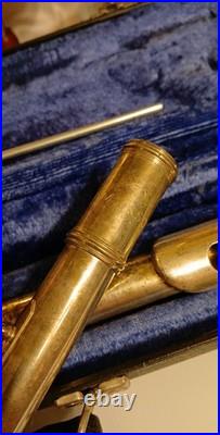 Vintage Emerson Concert Flute Closed Hole Keys Silver Color with Carrying Case