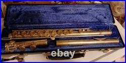 Vintage Emerson Concert Flute Closed Hole Keys Silver Color with Carrying Case