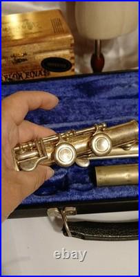 Vintage Emerson Concert Flute Closed Hole Keys Silver Color with Carrying Case