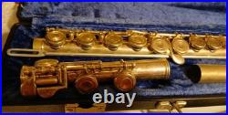 Vintage Emerson Concert Flute Closed Hole Keys Silver Color with Carrying Case