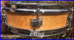 Vintage Ludwig Transbadge Birdseye Maple 13x3 Piccolo Bebop Jazz Snare Drum COB