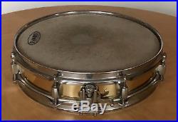 Vintage PEARL PICCOLO SNARE DRUM Brass 13.5x3.75 with Pearl 20 Strand Wires