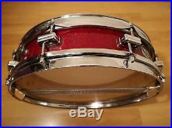 Vintage & Rare OLYMPIC Discus 14 X 3.5 Piccolo Snare Drum in Red Sparkle 1960s