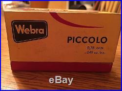 Vintage Webra Piccolo 0.8 cc Diesel Model Airplane Engine with Box and Decals
