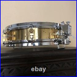 Vintage Yamaha Drums Japan SD493 Brass 3.5 X 14 Piccolo Snare Drum Power Hoops
