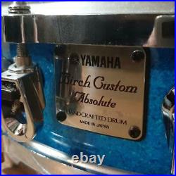 YAMAHA Birch Custom Absolute Piccolo Snare Drum Blue Flake 14 Made in Japan