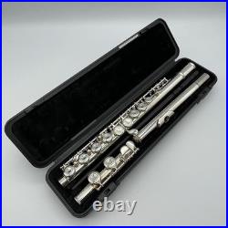 YAMAHA YFL-221 Student Flute Nickel Silver Plated Used with Hard Case From JAPAN