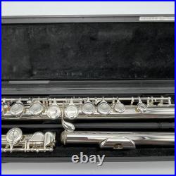 YAMAHA YFL-221 Student Flute Nickel Silver Plated Used with Hard Case From JAPAN