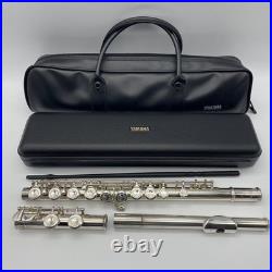 YAMAHA YFL-221 Student Flute Nickel Silver Plated with Hard Case + Bag Used Good