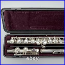 YAMAHA YFL-221 Student Flute Nickel Silver Plated with Hard Case + Bag Used Good