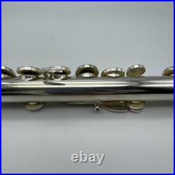 YAMAHA YFL-221 Student Flute Nickel Silver Plated with Hard Case + Bag Used Good