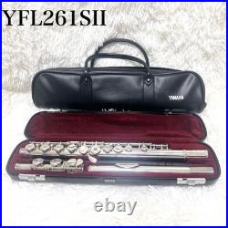 YAMAHA YFL-261SII Flute Covered Keys Offset Excellent Used With Hard Soft Case