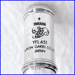 YAMAHA YFL-451 Flute Silver E mechanism Grape Engraving Model Used with Case