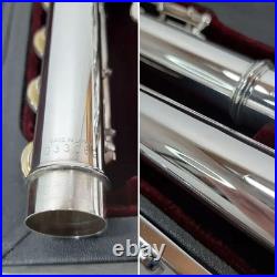 YAMAHA YFL-614 Flute Silver Body Professional Model Used With Hard Case