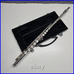 Yamaha YFL-221 Student Flute Silver Plated with Case & Cleaning Rod Tested