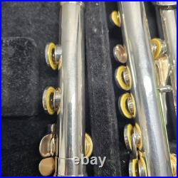 Yamaha YFL-221 Student Flute Silver Plated with Case & Cleaning Rod Tested